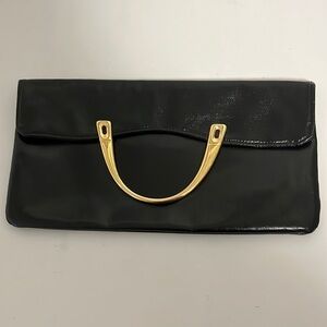 Vintage Cabrelli faux leather clutch bag with gold hardware handle